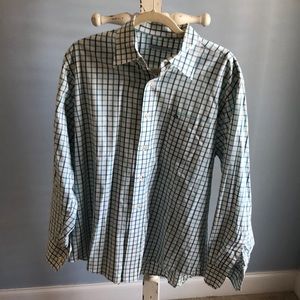 Mens southern tide button down green and white plaid Sz L